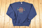 Vintage 1990s Grandpa Cute Embroidered Plaid G Crewneck Sweatshirt Mens L