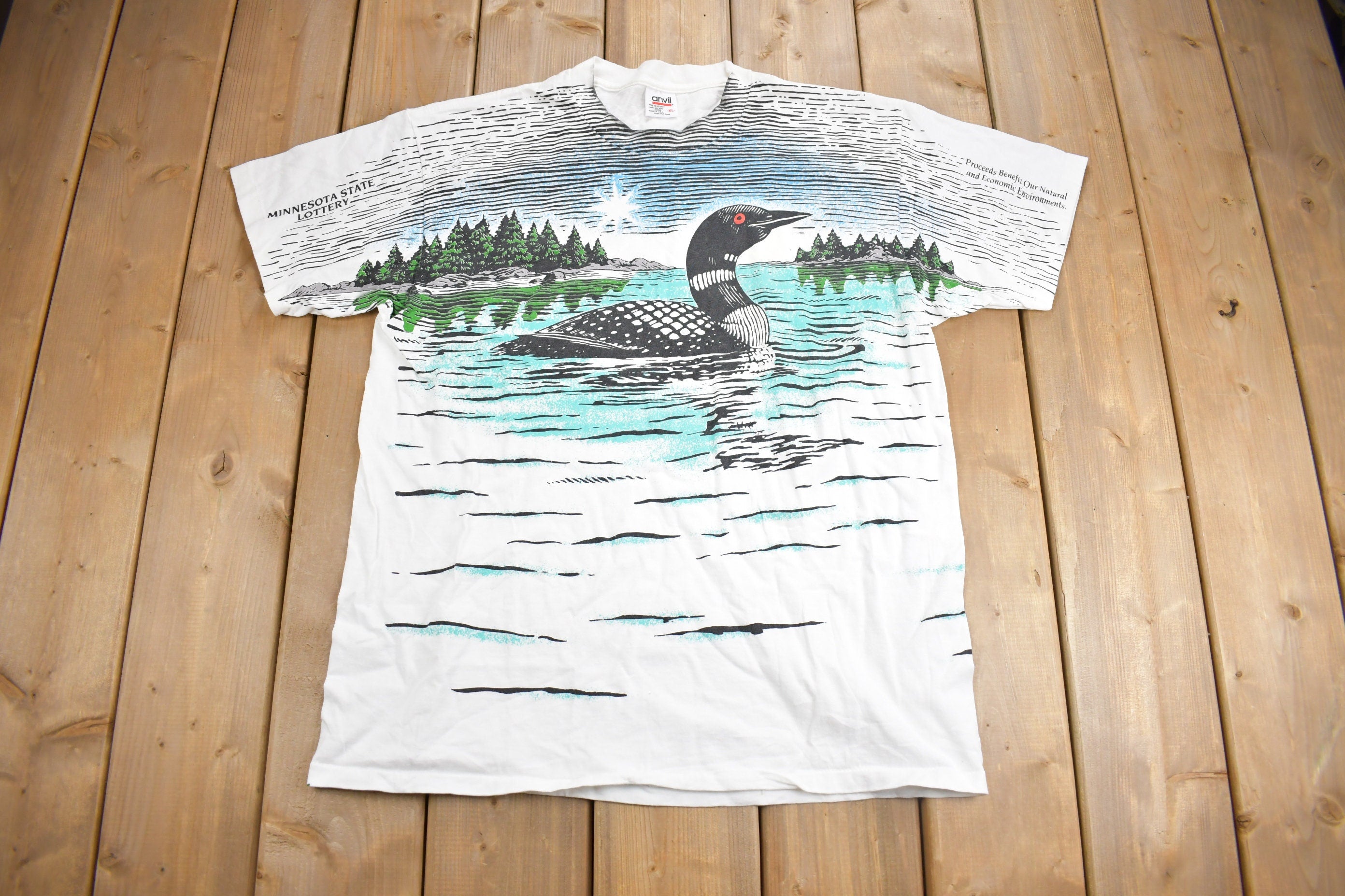 Vintage 1990s All Over Print Duck Theme T Shirt