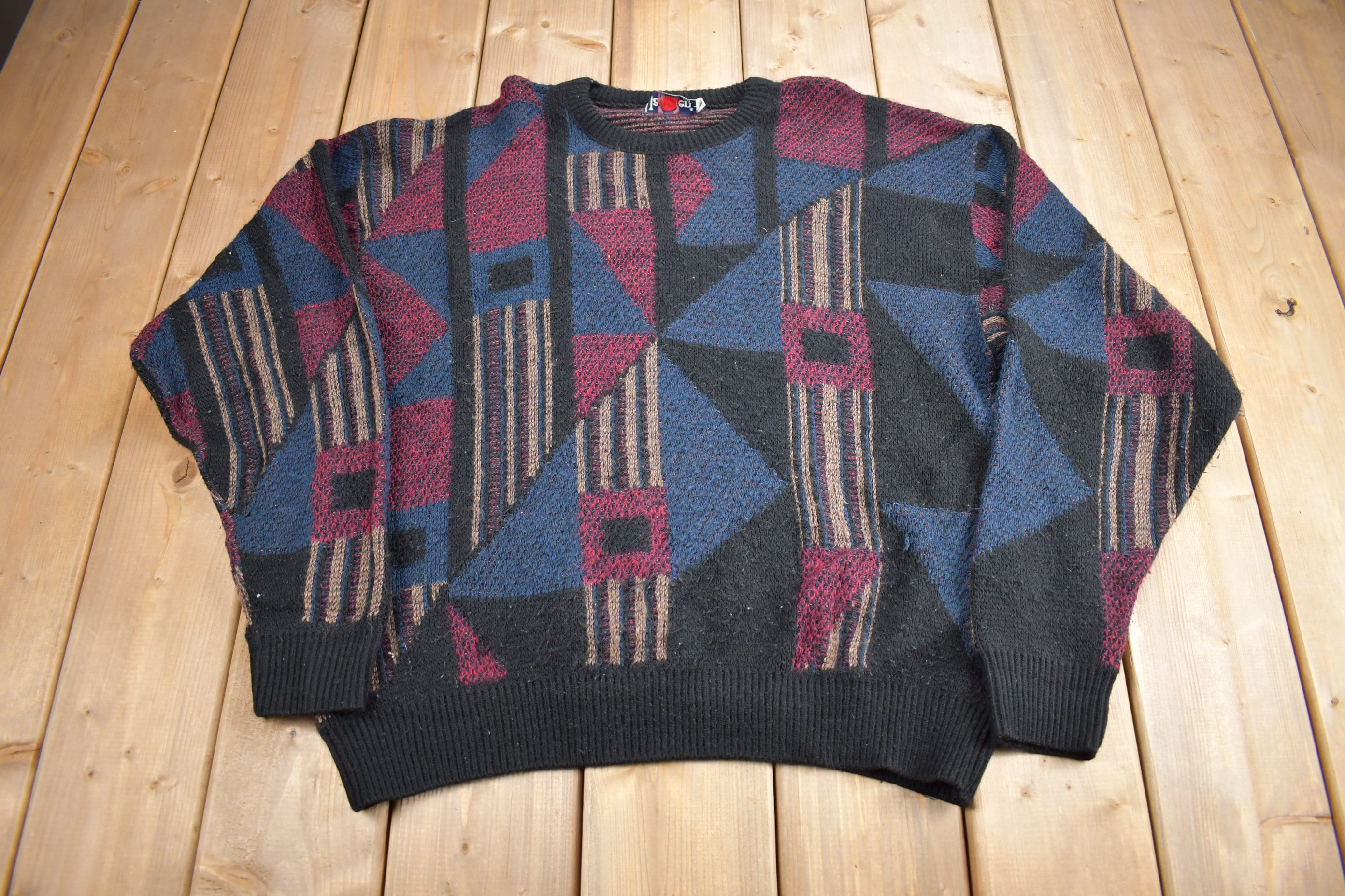 Vintage 1990s Jantzen Abstract Knit Crewneck Sweater