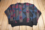 Vintage 1990s Jantzen Abstract Knit Crewneck Sweater  Vintage 90s Crewneck  All Over Pattern  Colourful Sweatshirt  Made In USA