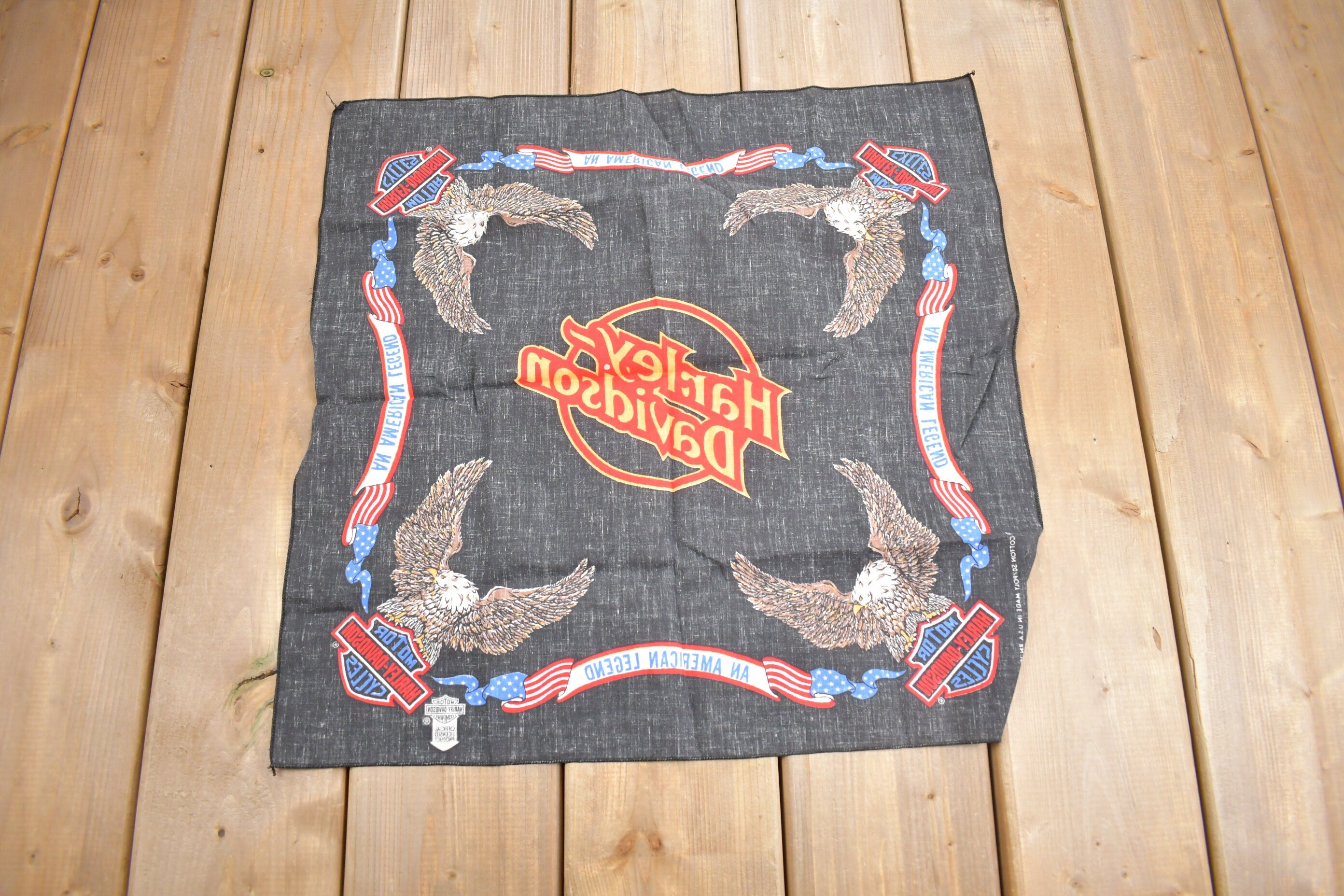 Vintage 1990s Harley Davidson American Bald Eagle Bandana