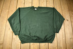 Vintage 1980s Fruit Of The Loom Forest Green Blank Raglan Crewneck Sweatshirt