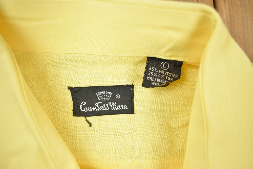 Vintage 1980s Blank Yellow Button Up Shirt