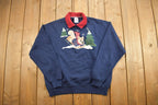 Vintage 1990s Sledding Reindeer Collard Sweatshirt