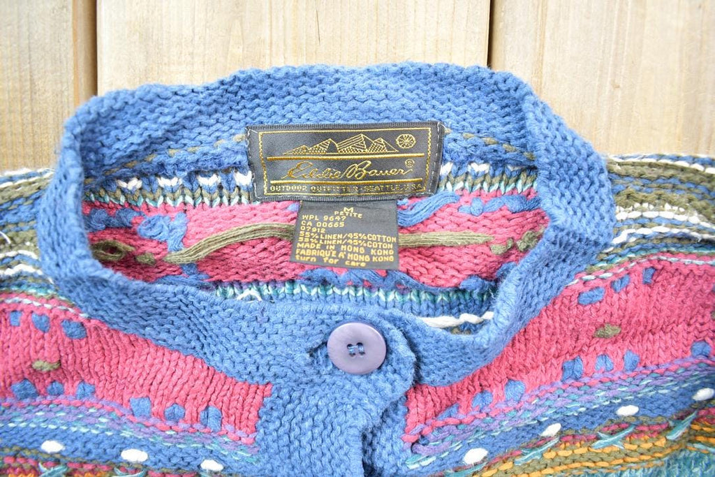 Vintage 1980s Eddie Bauer Cable Knit Button Up Sweater