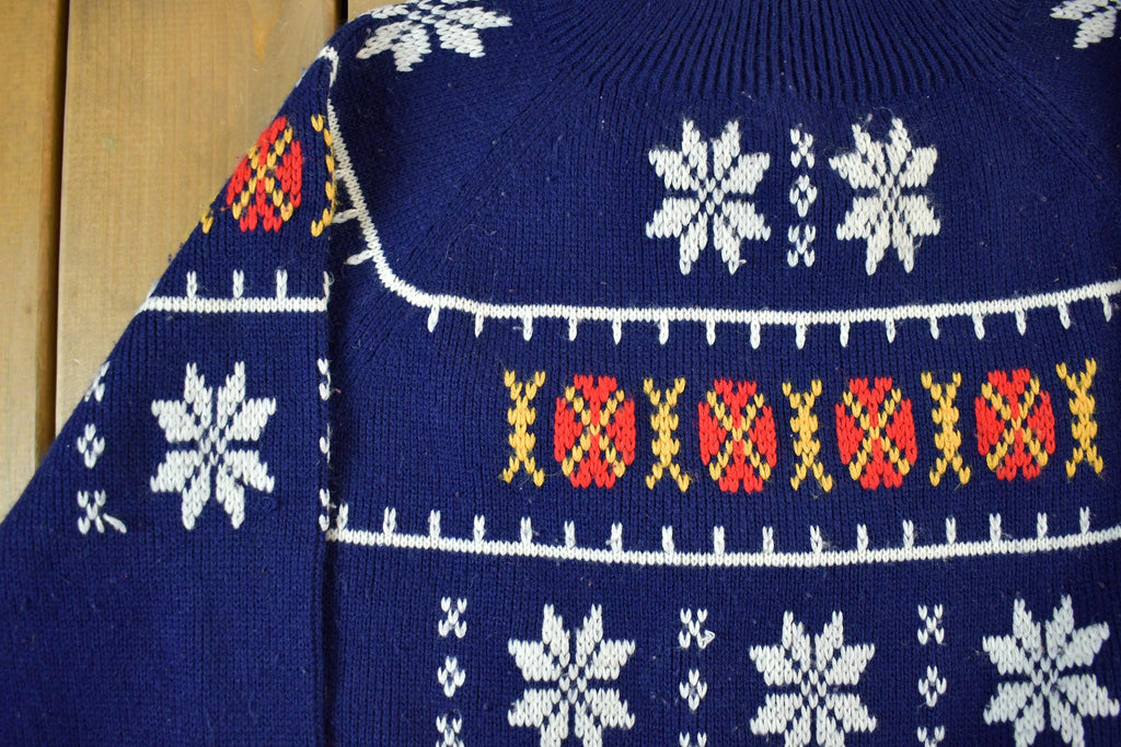 Vintage 1980s Fir JC Penney Knit Abstract Pattern Crewneck Sweater Mens Large