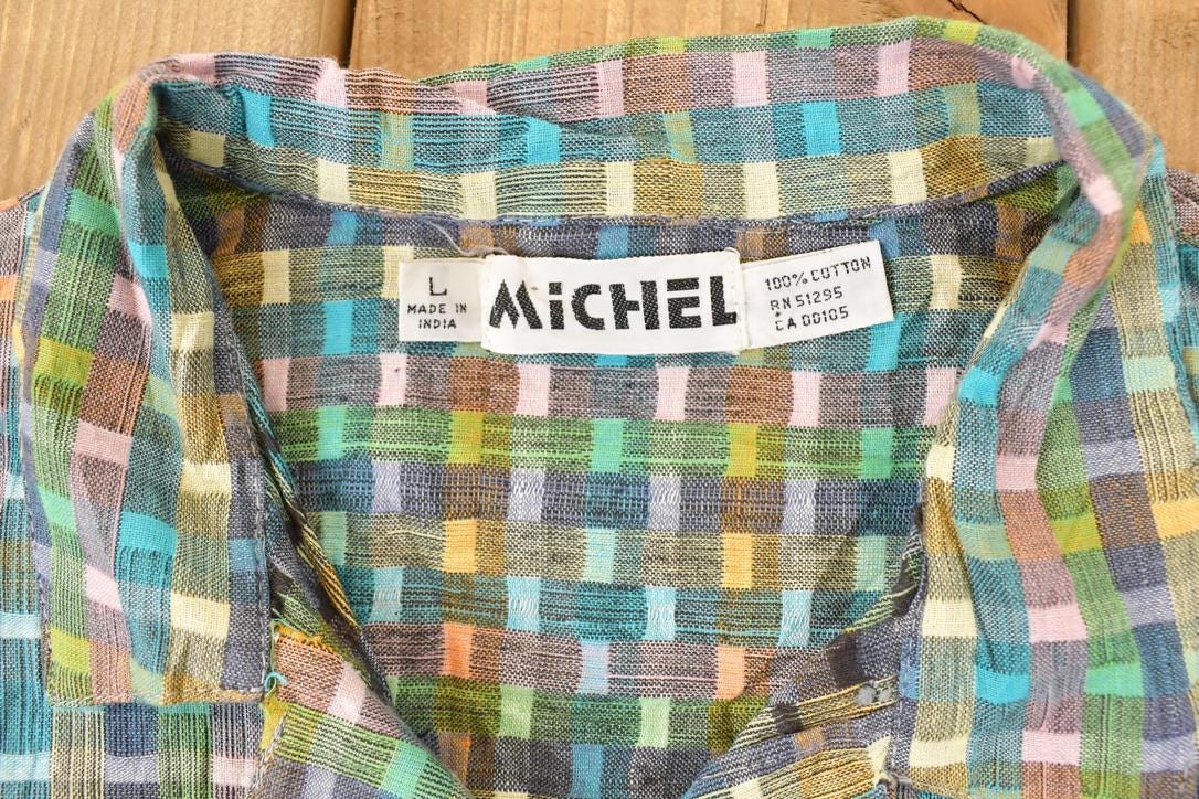 Vintage 1990s Michel Abstract Button Up Shirt Men's L