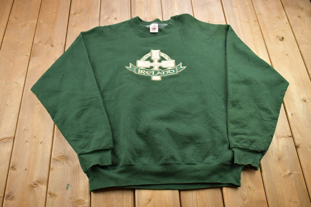 Vintage 1990s Ireland Celtic Cross Crewneck Sweatshirt