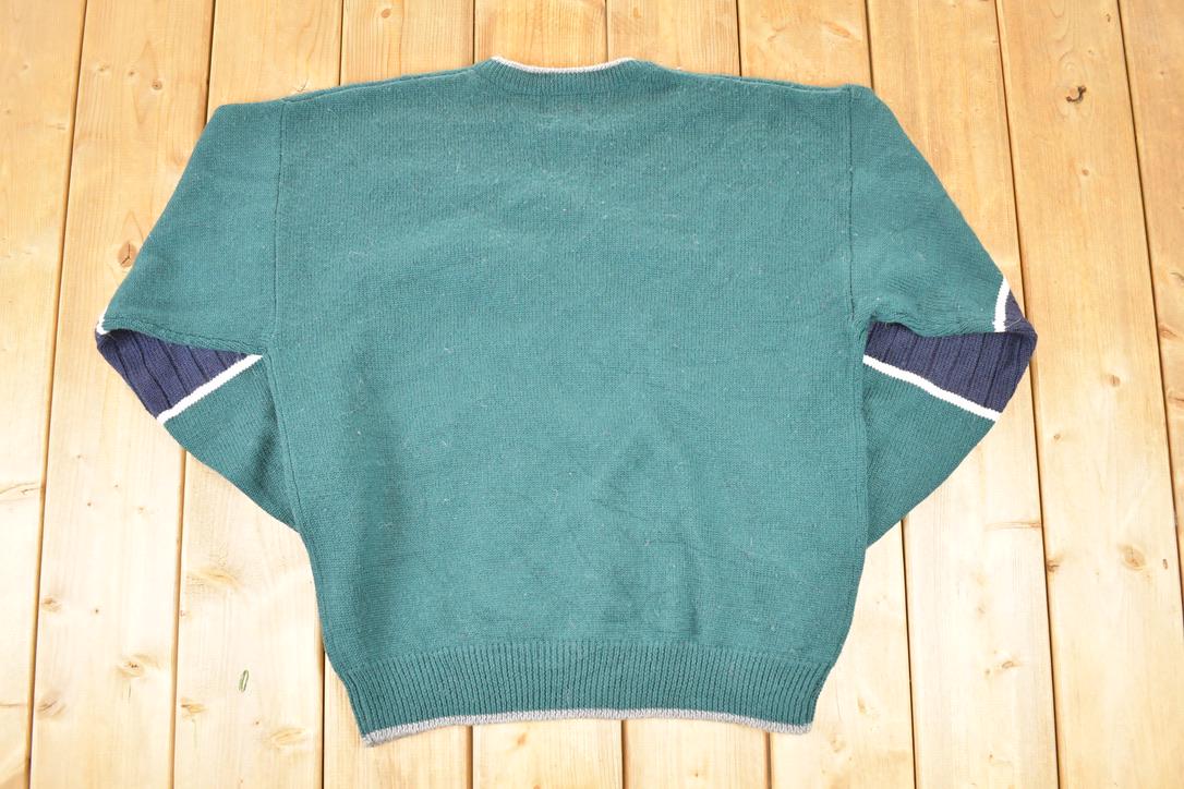 Vintage 1990s Pendleton Snowflake Wool Cable Knit Crewneck Sweater Men's L