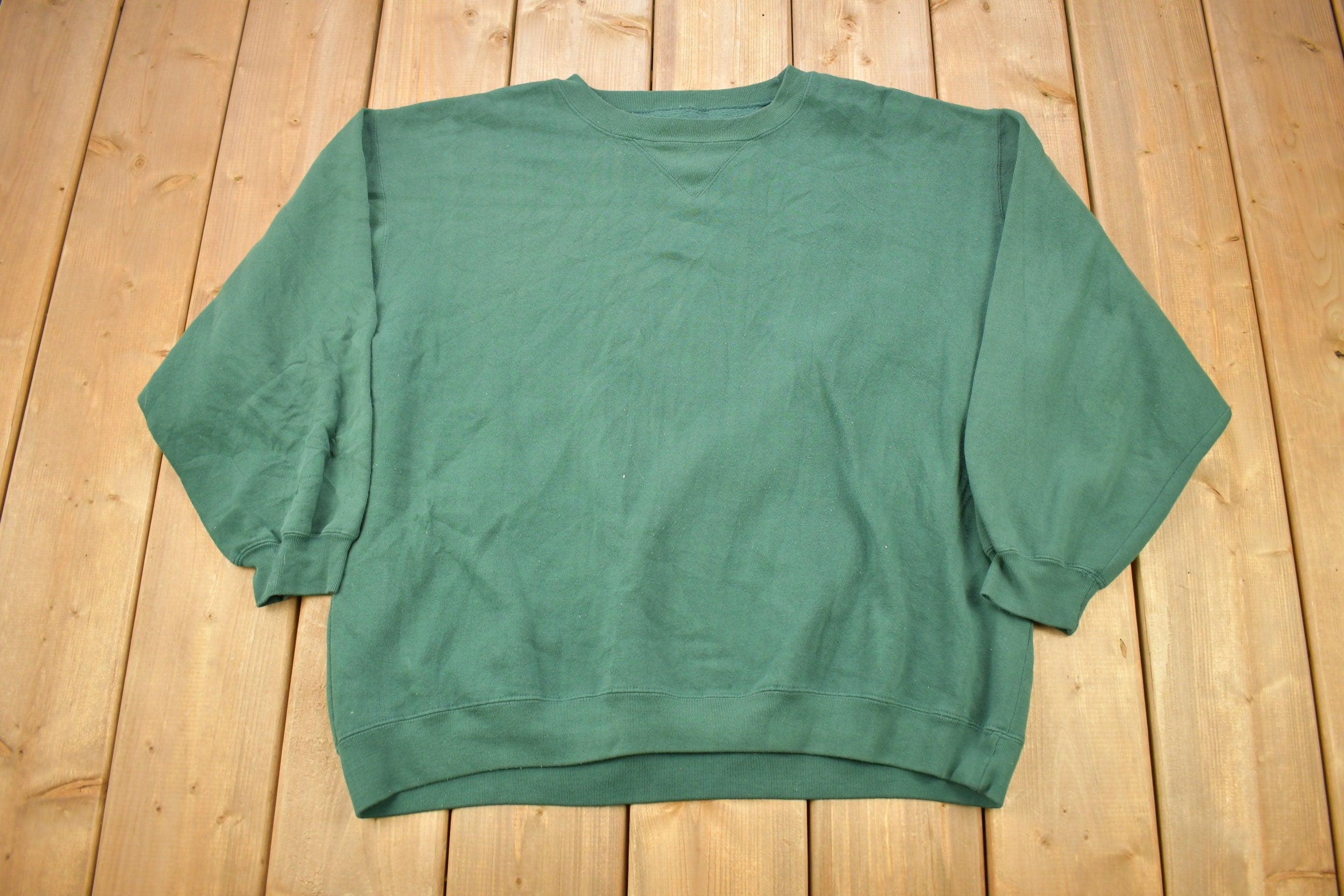 Vintage 1990s Blank Green Crewneck Sweatshirt