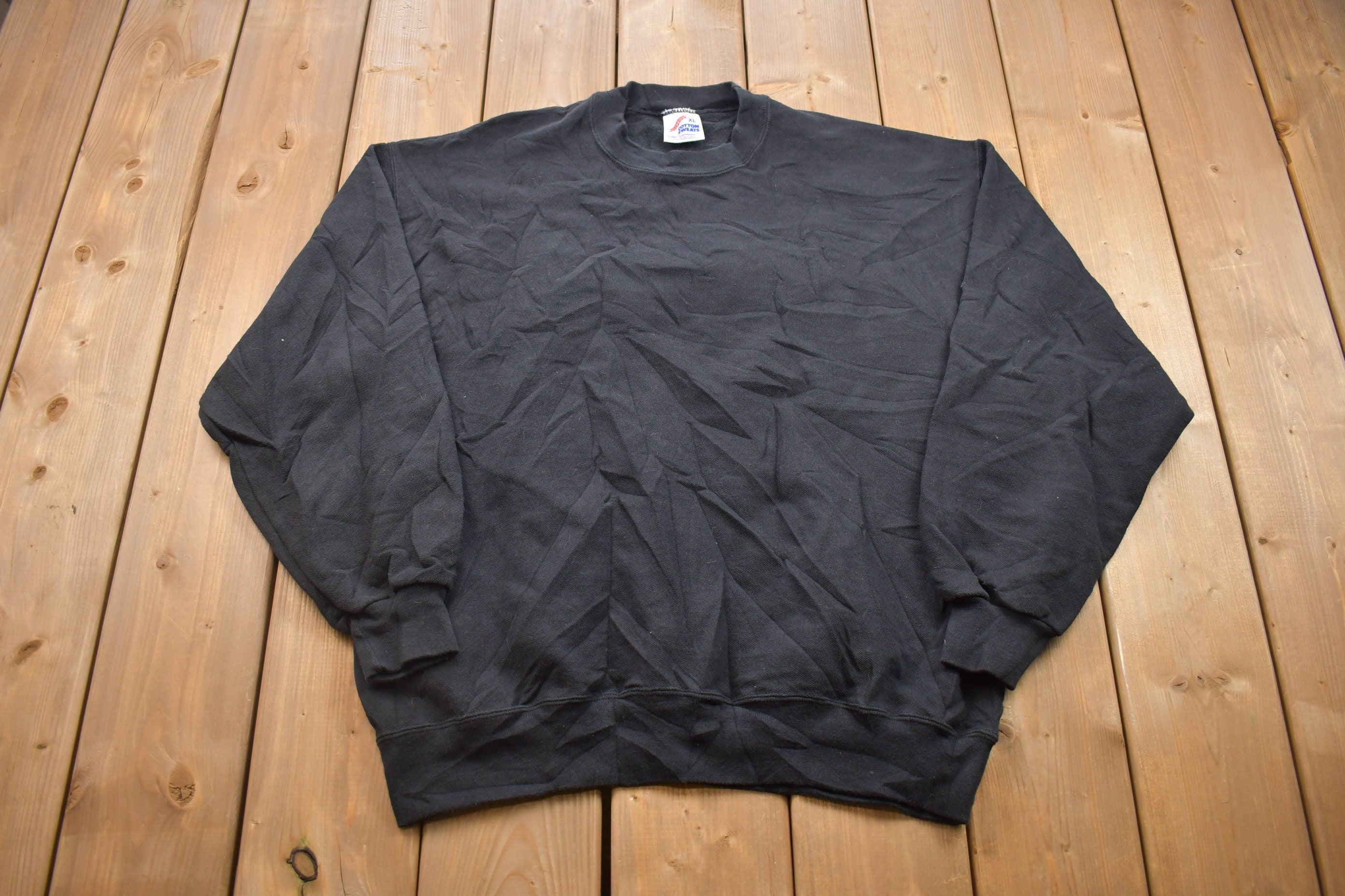 Vintage 1990s Jerzees Blank Black Crewneck Sweatshirt