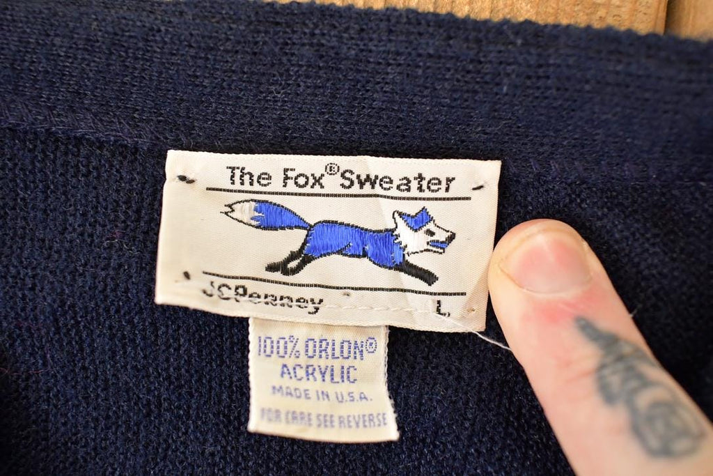 Vintage 1970s The Fox Sweater Knit Cardigan Men's M
