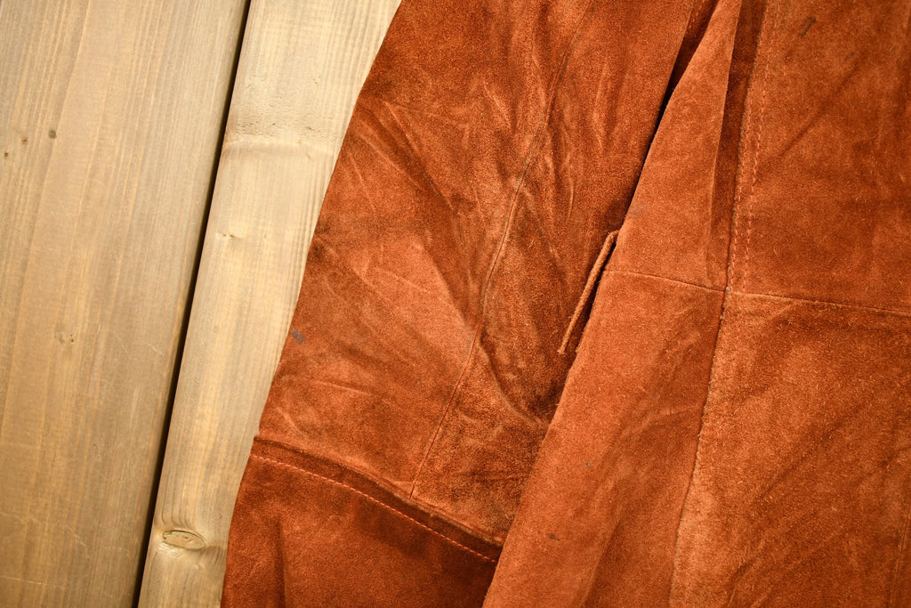 Vintage 1960s Burnt Orange Full Length Suede Leather Jacket