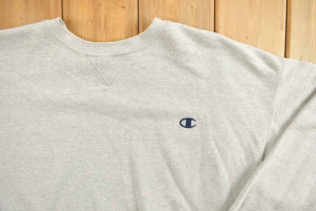 Vintage 1990s Champion Blank Grey Crewneck Sweatshirt