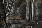 Vintage 1980s Diamond Plate Buffalo Leather Biker Motorcycle Jacket Men's 2XL