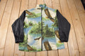Vintage 1990s Hand Made Eagle Graphic All Over Print Zip Up Fleece Sweater