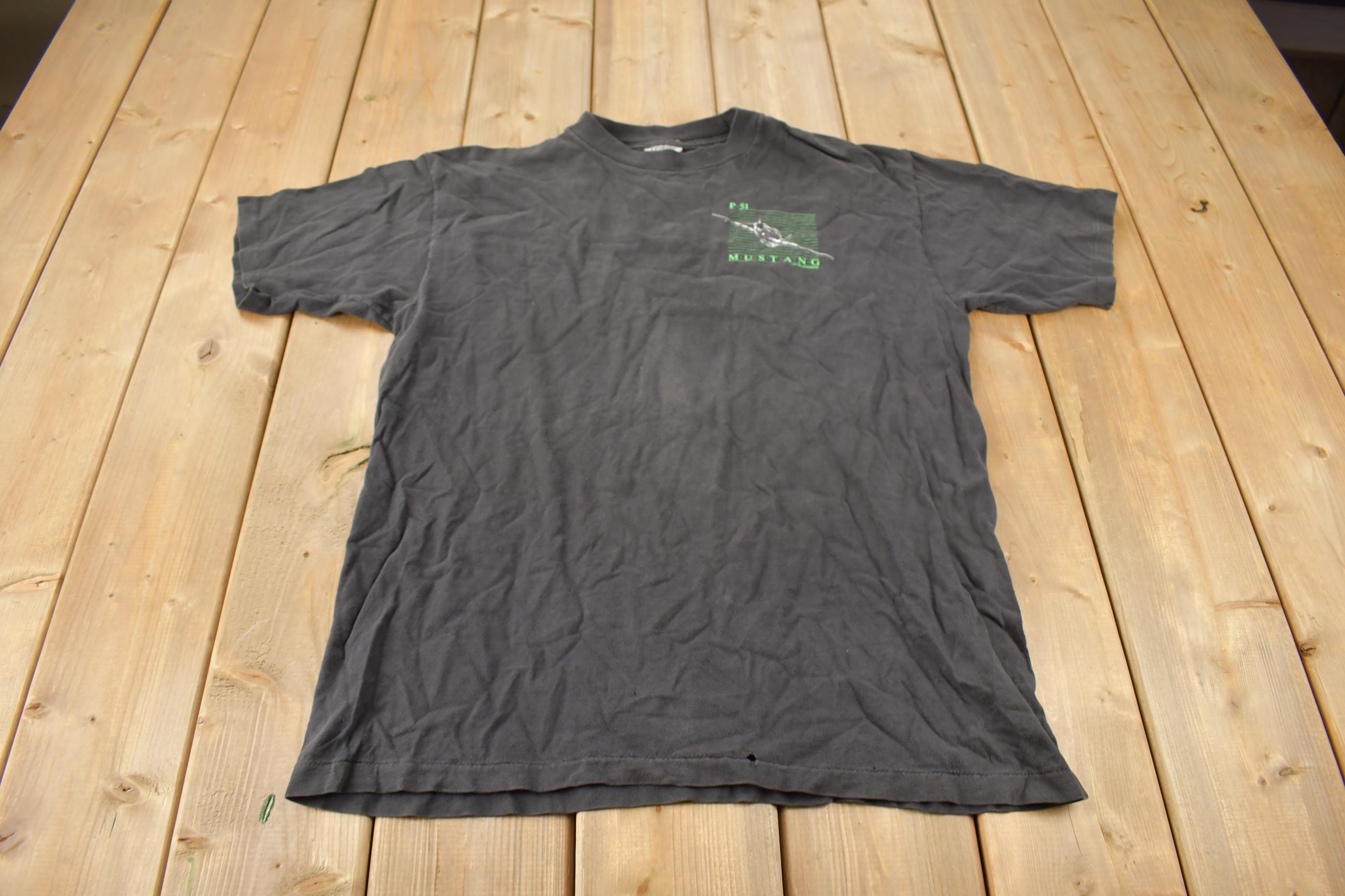 Vintage 1989 Blackbird P-51 Mustang Fighter Jet Graphic T-Shirt
