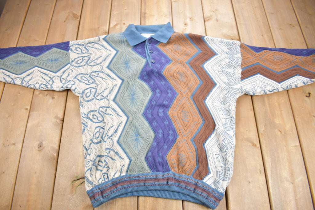 Vintage 1990s Carlo Alberto 3D Coloured Cable Knit Sweater