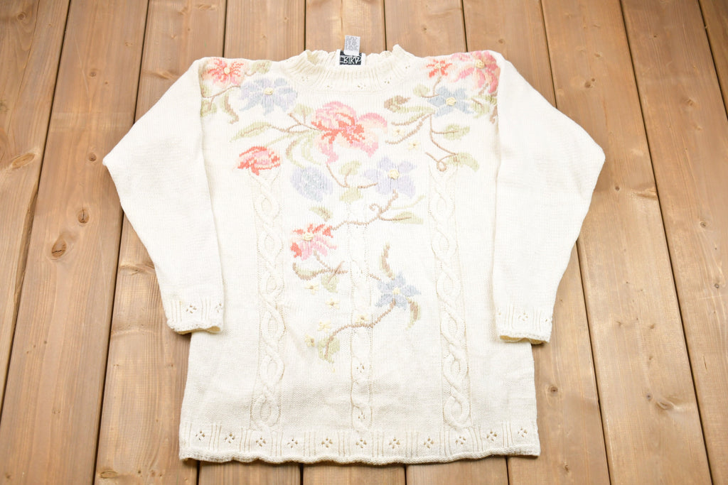 Vintage 1990s Erika Floral Print Knitted Sweater
