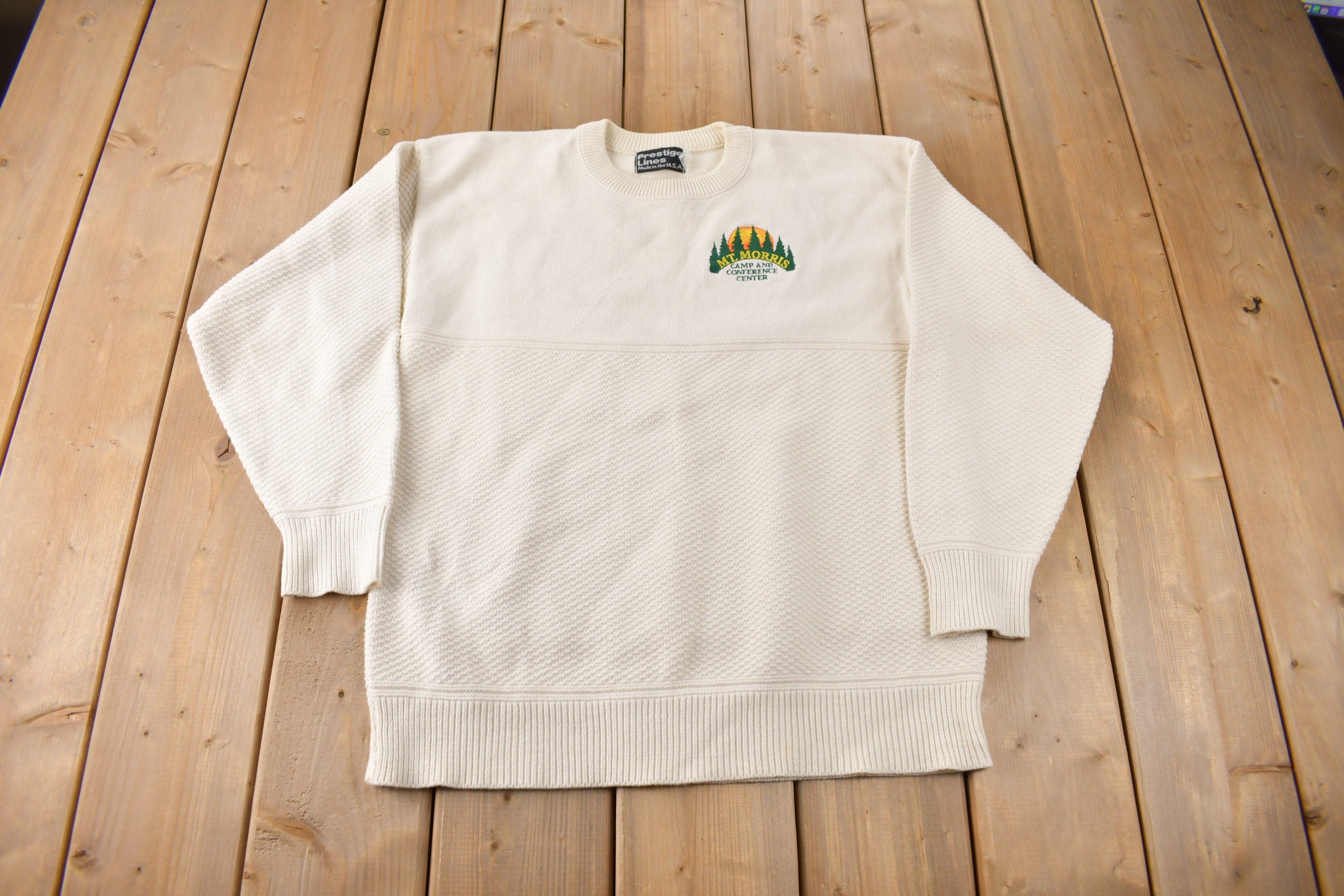 Vintage 1990s Mt. Morris Camp And Conference Center Knit Crewneck Sweatshirt Made In USA