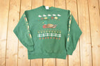 Vintage 1990s Cute Pixel Farm Ducks Graphic Print Crewneck Sweatshirt Men's M