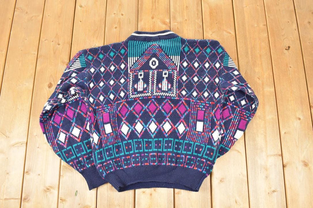 Vintage 1990s McGregor Abstract Print Knit Crewneck Sweater Men's M