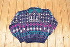 Vintage 1990s McGregor Abstract Print Knit Crewneck Sweater Men's M