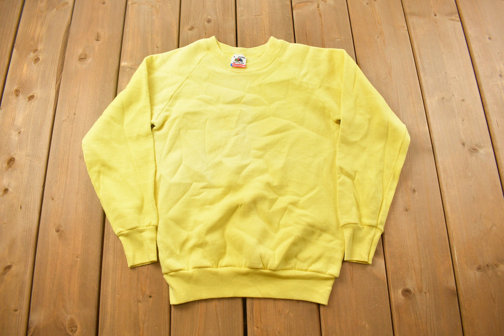 Vintage 1990s Yellow Fruit Of The Loom Blank Crewneck Sweatshirt