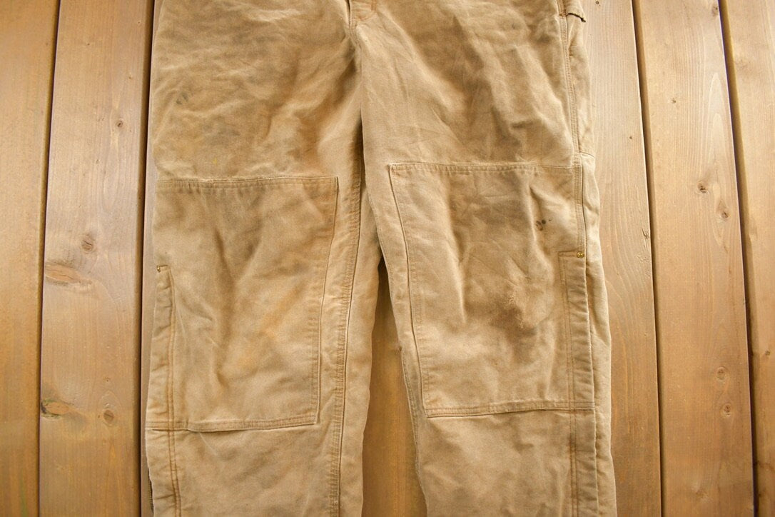 Vintage 1990s Carhartt Double Knee Canvas Overalls Size 44x32