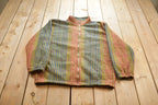 Vintage 1990s Bizzit Collection Striped Cozy Zip Up Long Sleeve Sweater