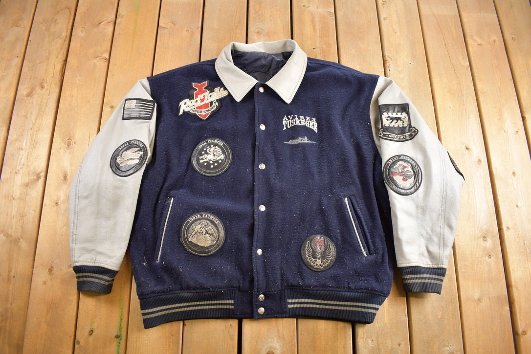 Vintage Y2K Avirex Reversible Leather Varsity Jacket