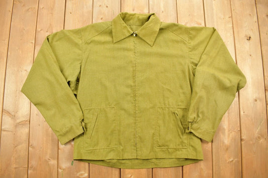 Vintage 1970s Green Zip Up Jacket / 70s Workwear / Vintage Workwear / Light Jacket / Full Zip Up / Collared Shirt / True Vintage