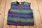 Vintage 1990s Quack Quack Striped Knitted Sweater Vest