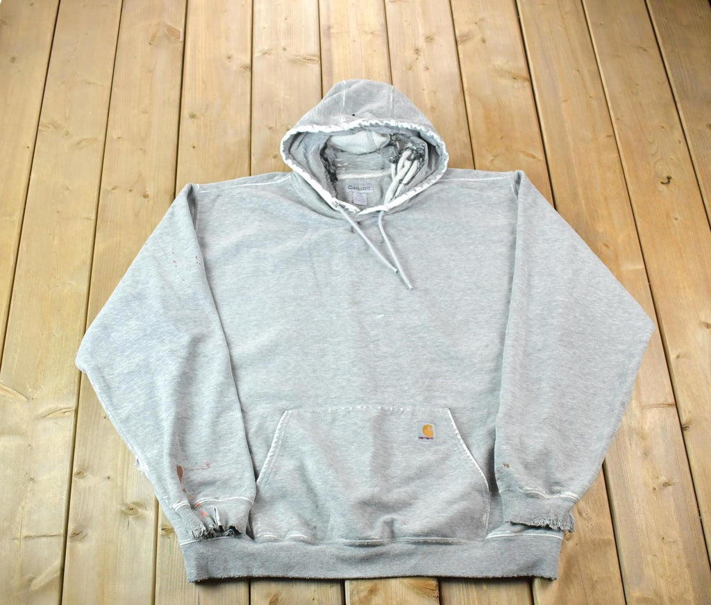 Vintage Y2K Perfectly Distressed Carhartt Heather Grey Hoodie Sweatshirt