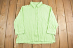 Vintage 1990s Blank Green Button Up Shirt /