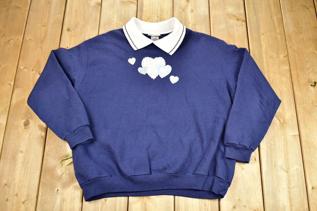 Vintage 1990s Heart Graphic Cute Crewneck Sweater
