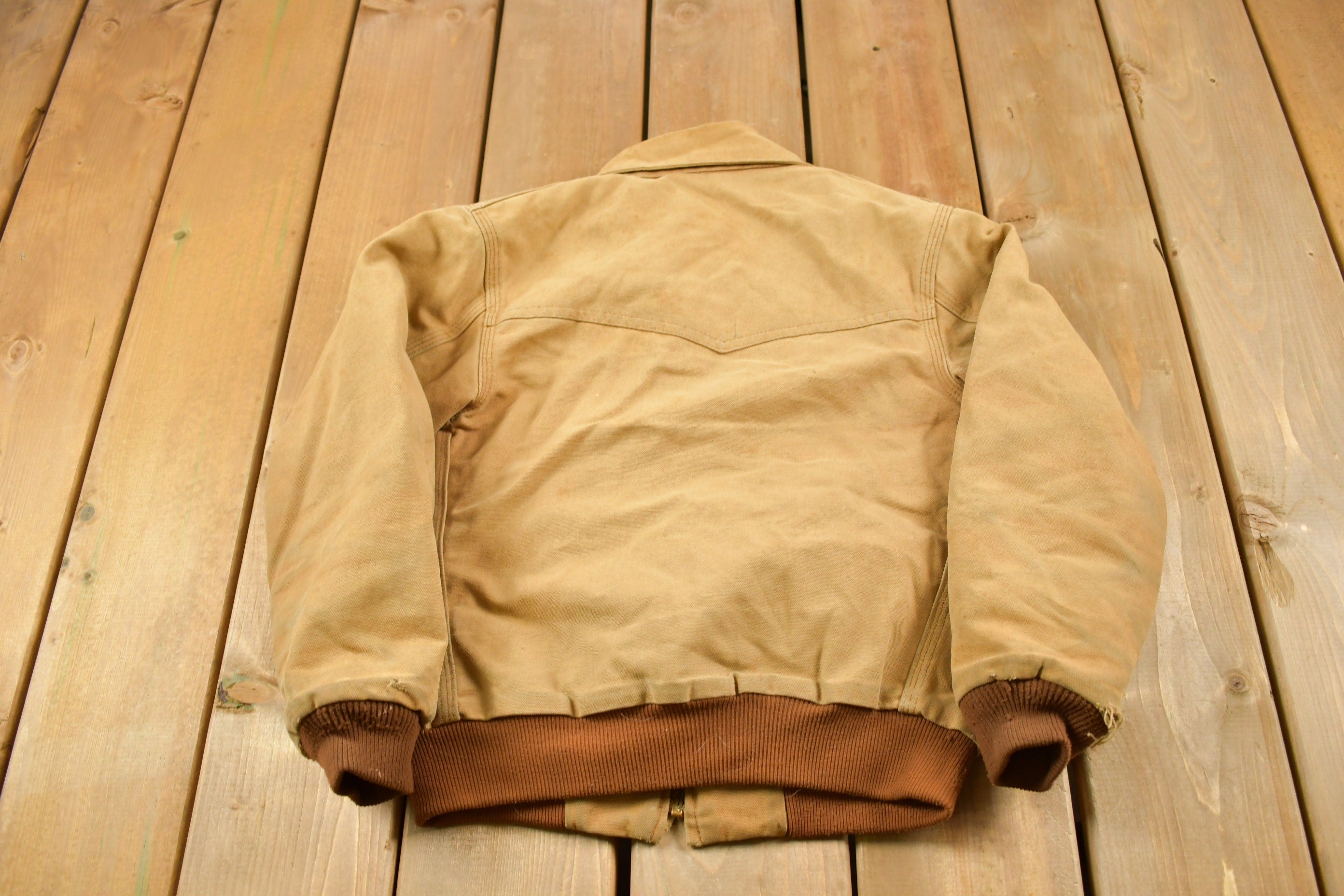Vintage 1990s Carhartt Beige Traditional Kids Size Work Jacket