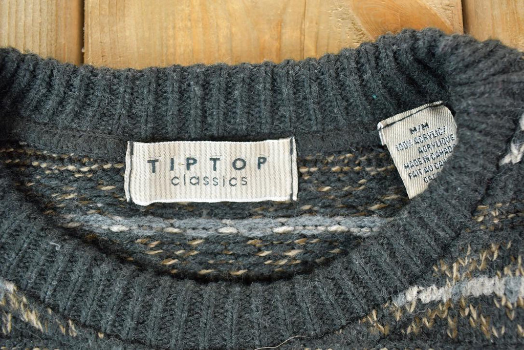 Vintage 1990s TipTop Classics Knit Abstract Pattern Crewneck Sweater Made In Canada  90s Crewneck  Preppy Knits