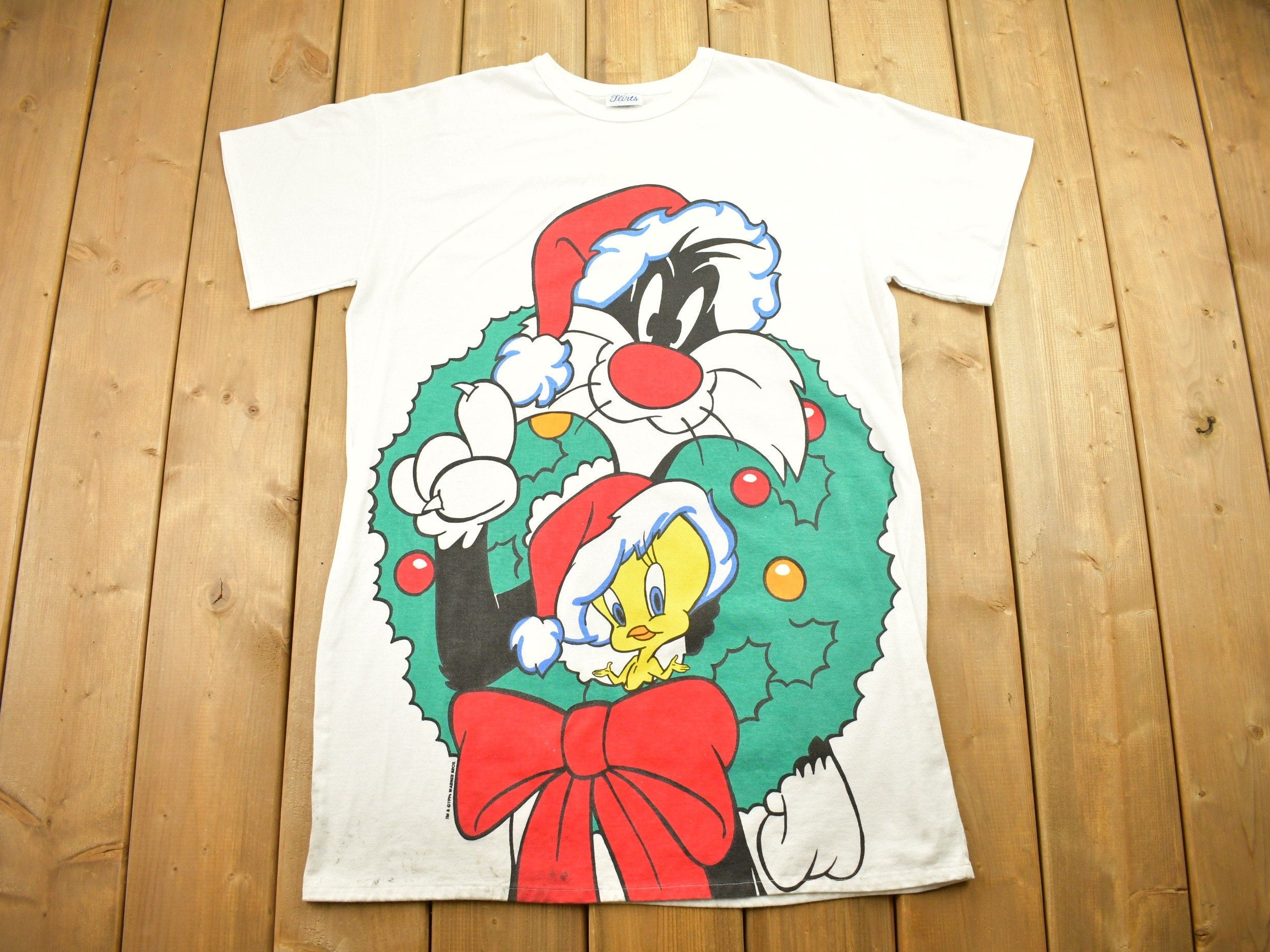 Vintage 1994 Looney Tunes Christmas Cartoon Pajama T-Shirt