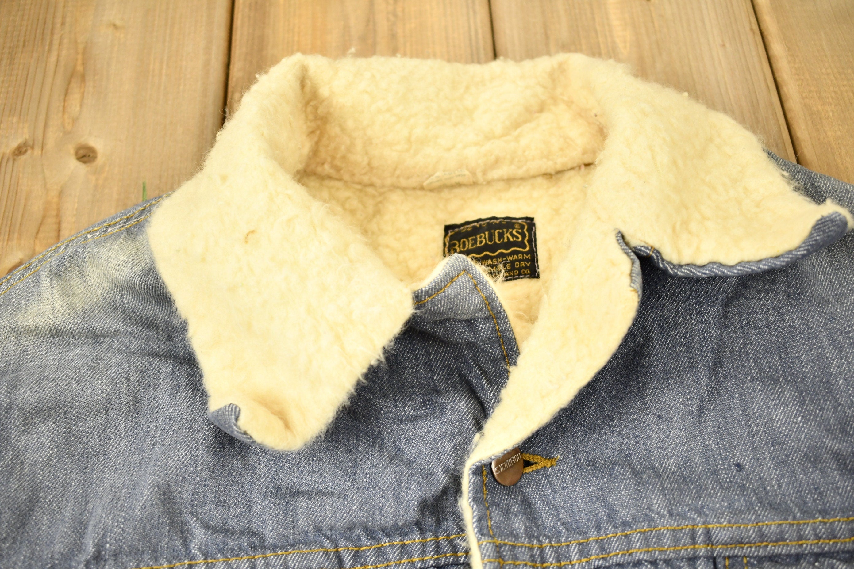 Vintage 1980s Genuine Sears Roebucks Sherpa Lined Jean Jacket / Button Up / Vintage Denim / Vintage Outerwear / Fall Jacket / 1990s Jacket