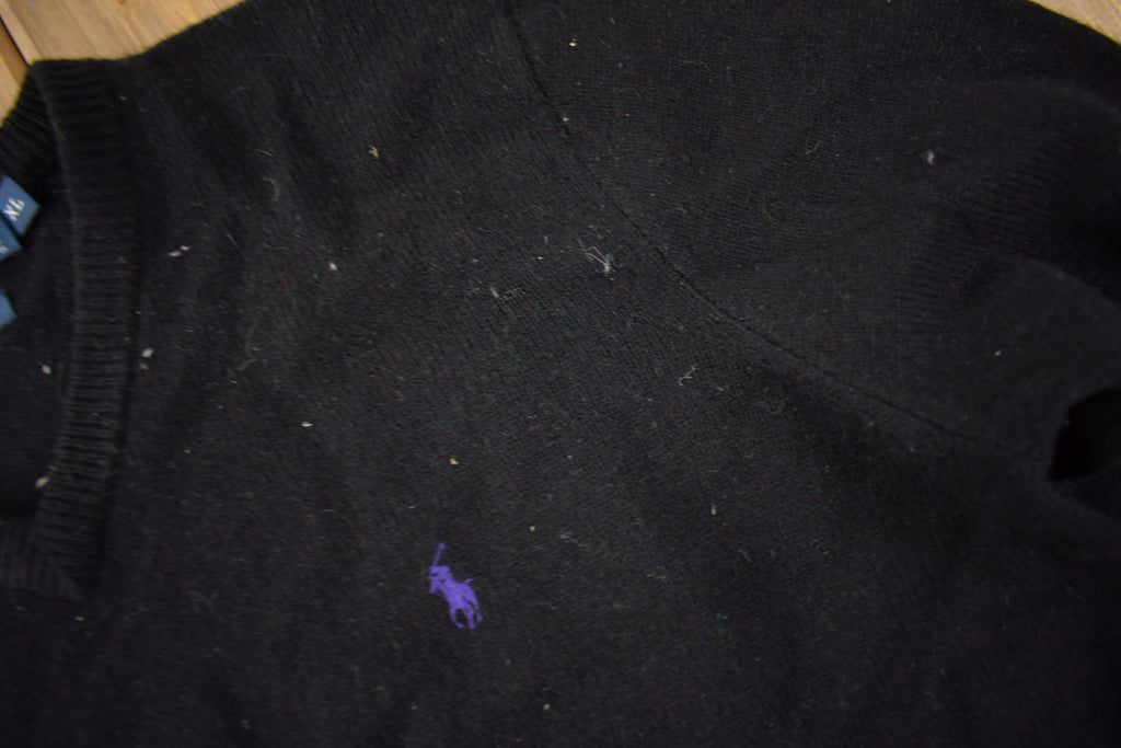 Vintage 1990s Polo Ralph Lauren Lambs Wool Knit V-Neck Sweater