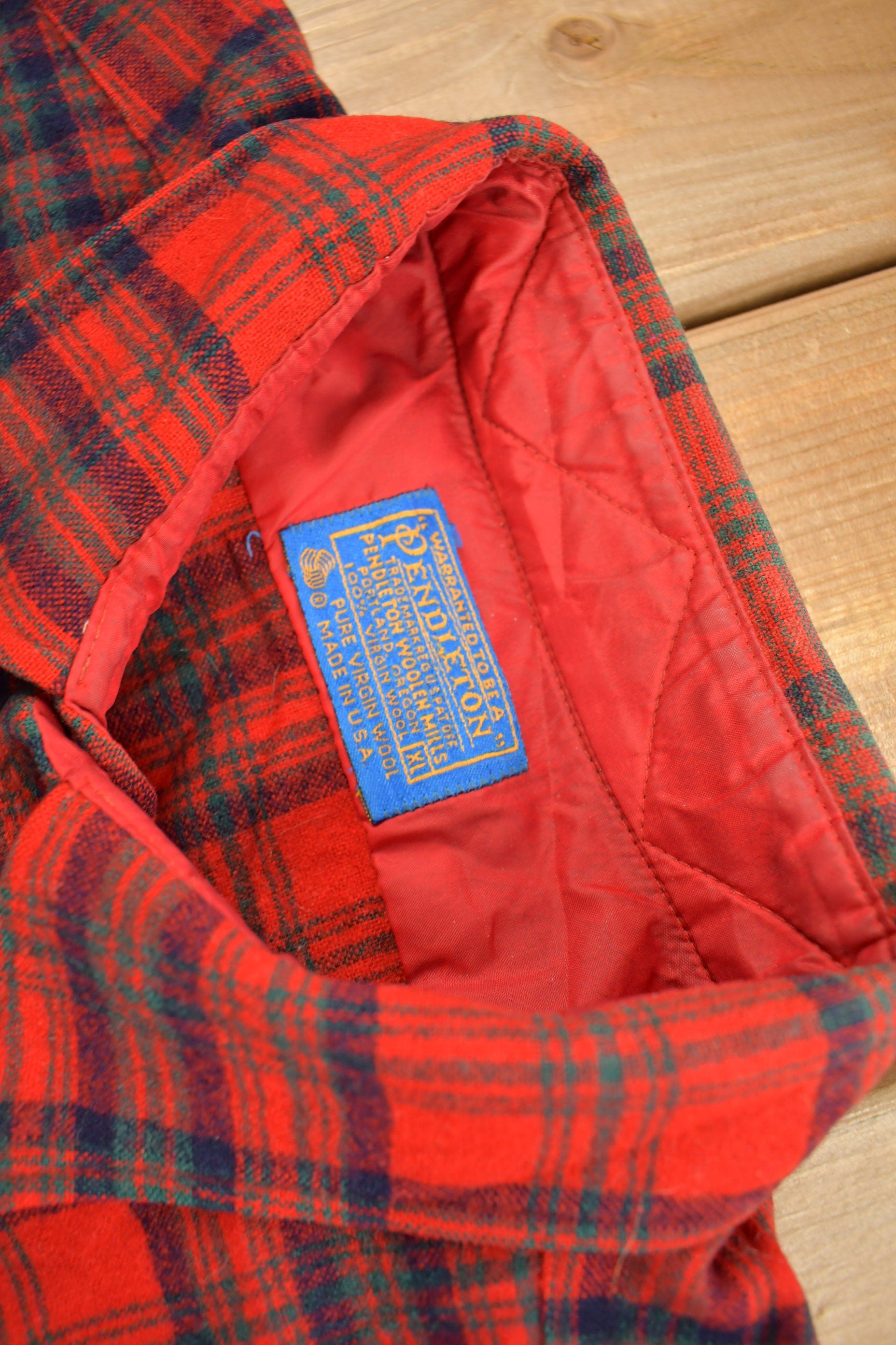 Vintage 1960s Pendleton Plaid Button Up Flannel Shirt