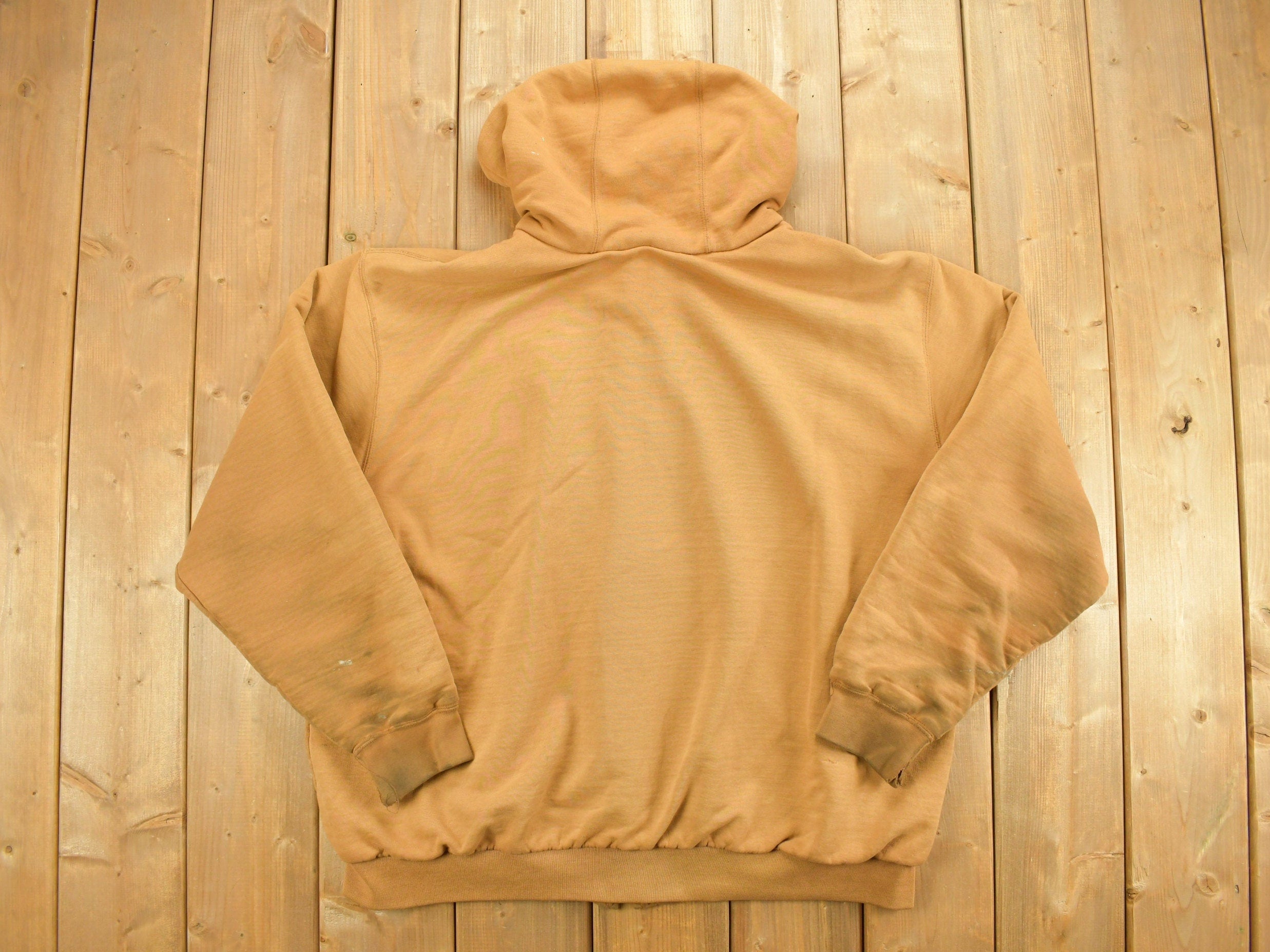 Vintage Heavily Distressed 1990s Carhartt Full Zip Fleece Lined Hoodie Sweatshirt