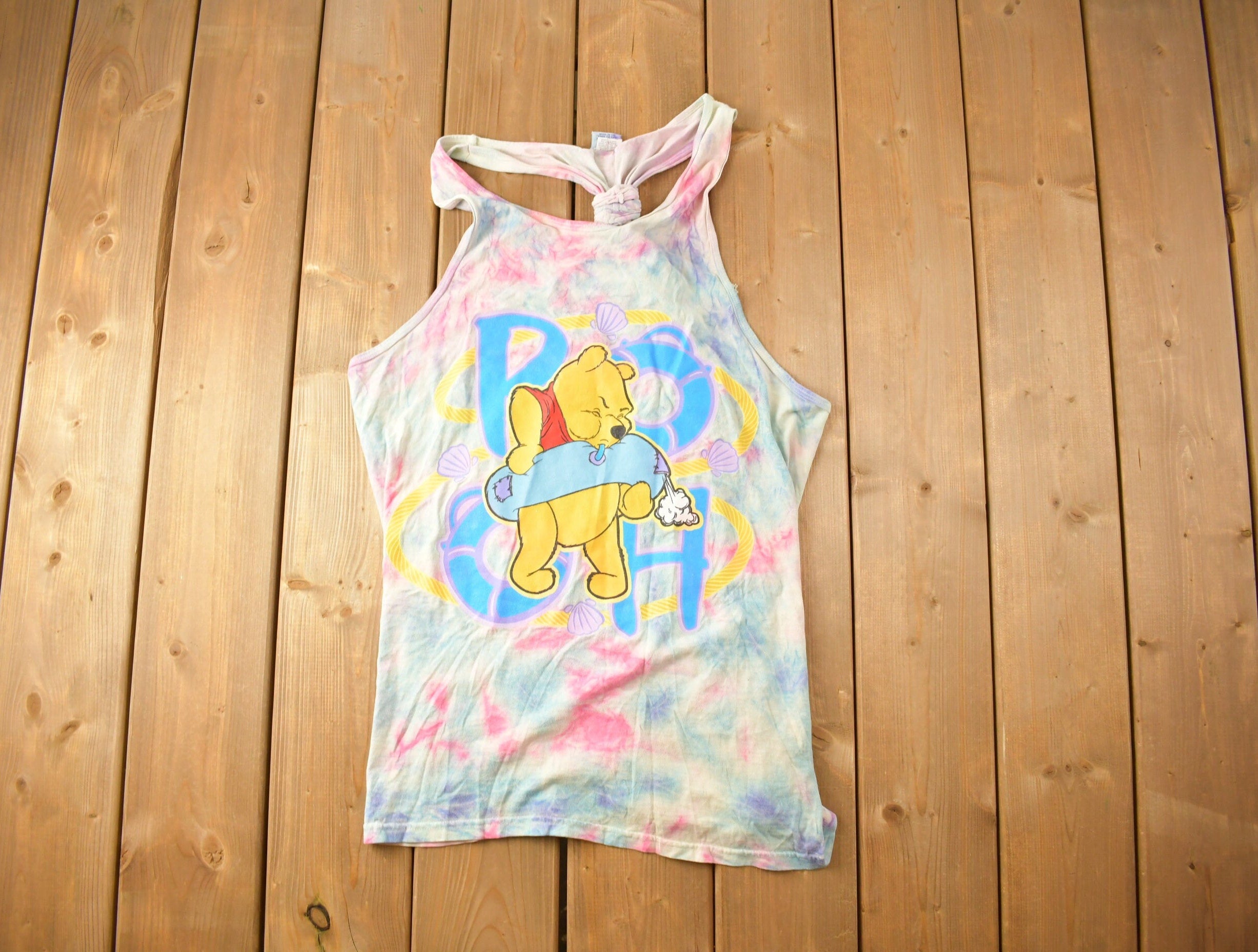 Vintage 1990s Winnie The Pooh Graphic Tie Dye Tank Top