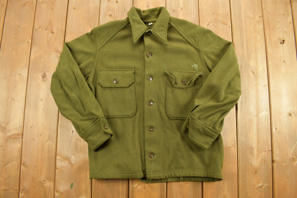Vintage 1940s WW2 Wool Button Up Infantry Shirt