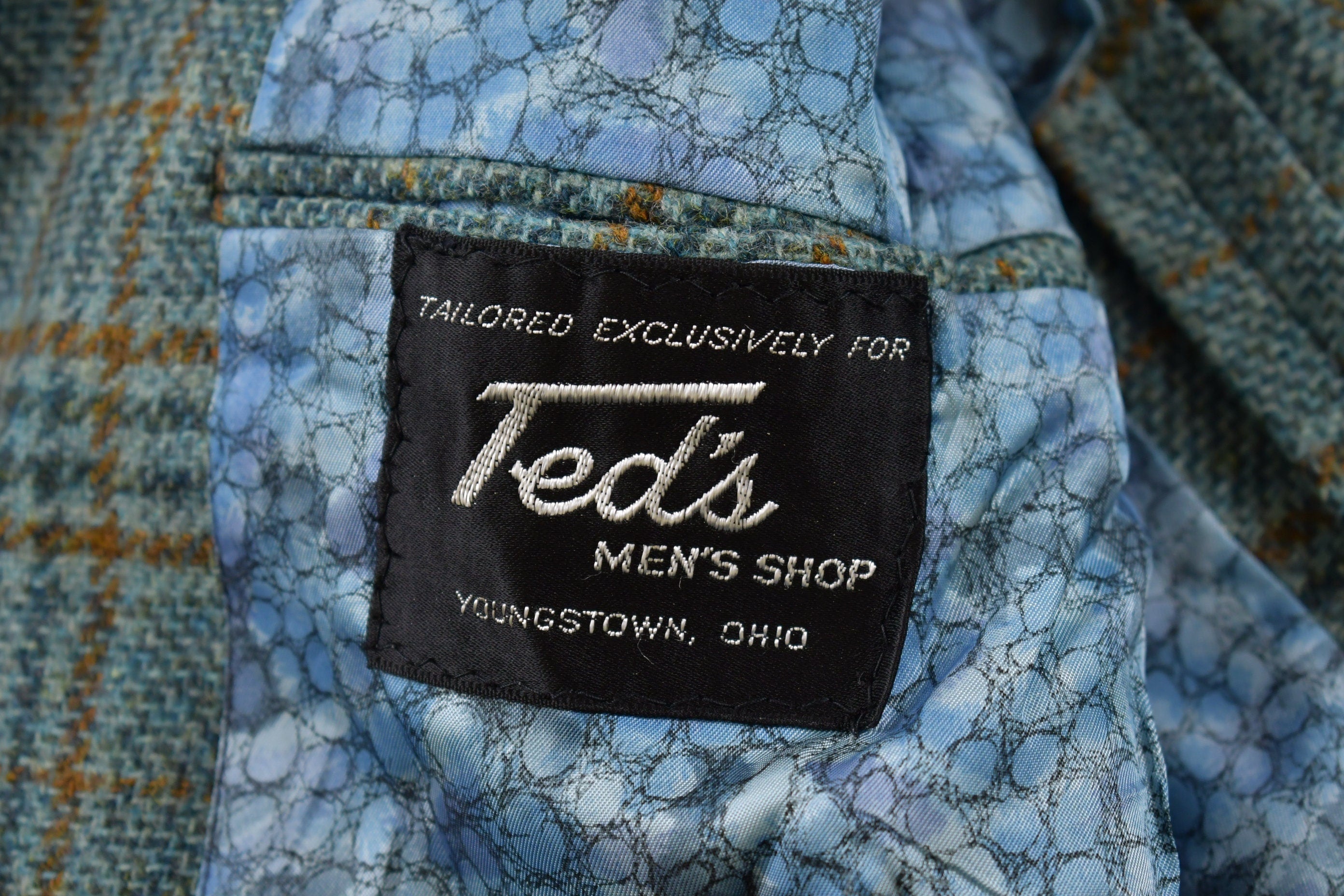 Vintage 1980s Ted's Mens Shop Houndstooth Plaid Blazer Button Up Shirt