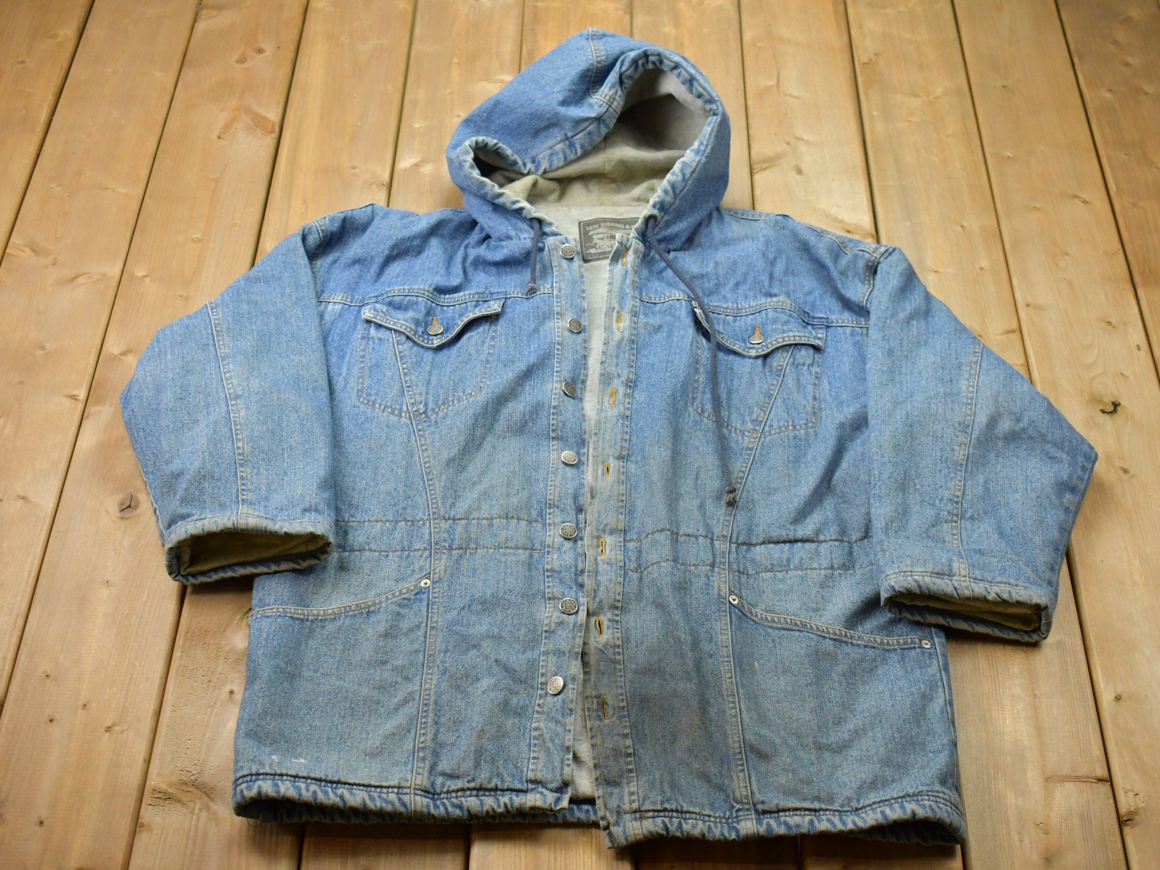 Vintage 1990s Levi's Denim Jean Hooded Jacket