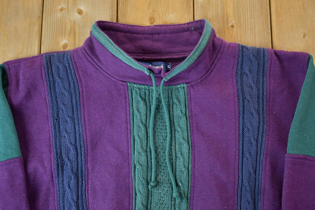 Vintage 1990s Weekend Edition Cable Knit Crewneck Ski Sweater