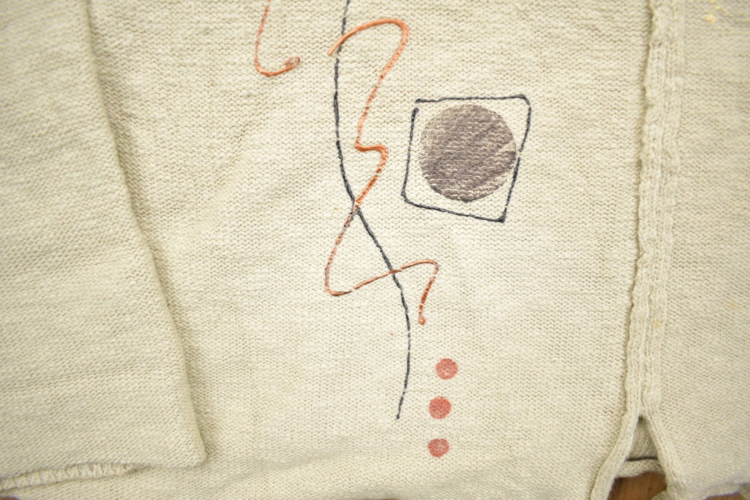 Vintage 1980s Abstract Design Toggle Button Cardigan Sweater