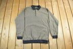 Vintage 1990s Knights At Round Table Tall Striped Button Up Sweatshirt Men's Large